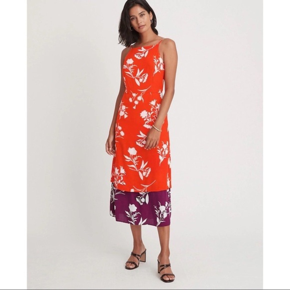 Ann Taylor Mixed Floral Flare Dress in Sunset - Size 12